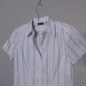 Vintage New‎ York & Co Top Small Stripe Y2K Fitted Secretary Corpcore Structured